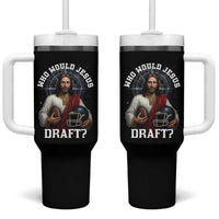 Christian Football Gift Tumbler With Handle Who Would Jesus Draft - Wonder Print Shop