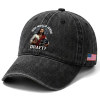 Christian Football Gift Washed Cotton Baseball Cap Who Would Jesus Draft