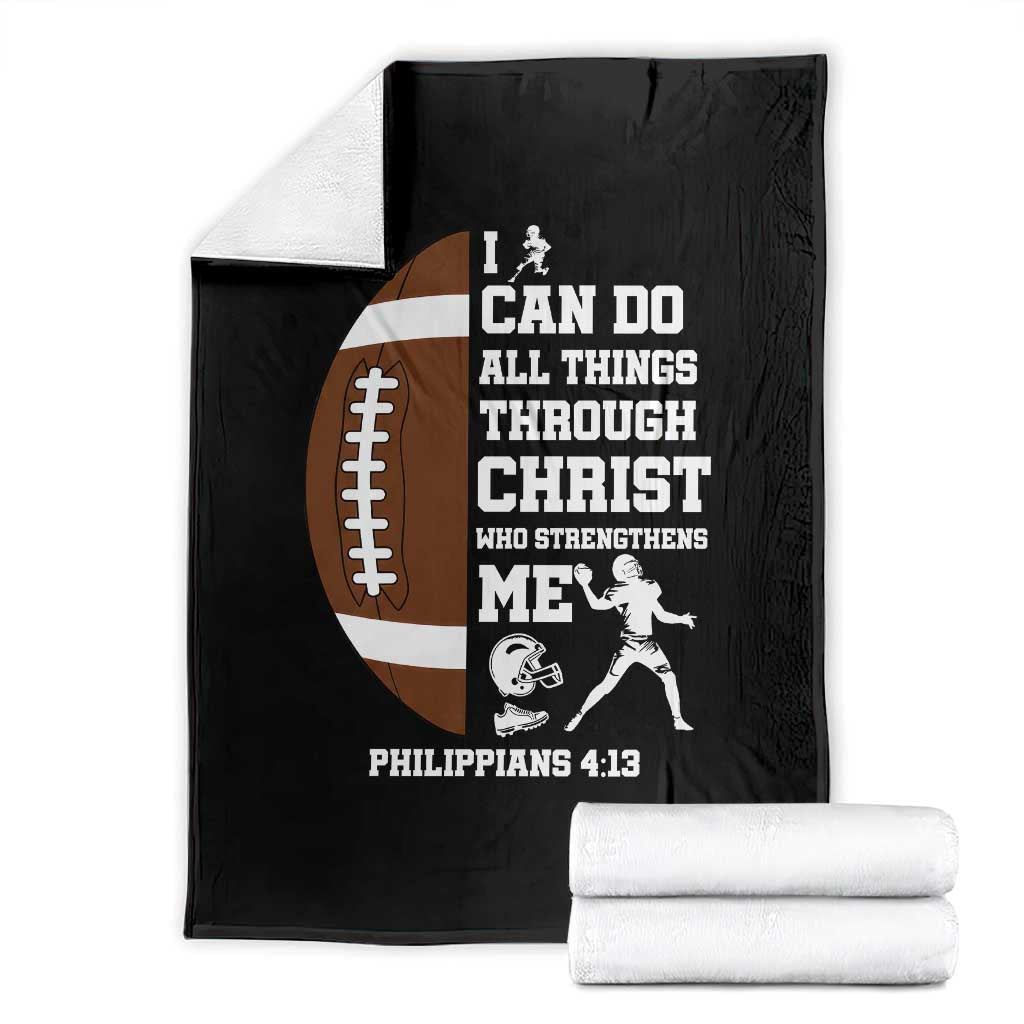 Christian Football Throw Blanket I Can Do All Things Through Christ Bible Verse - Wonder Print Shop