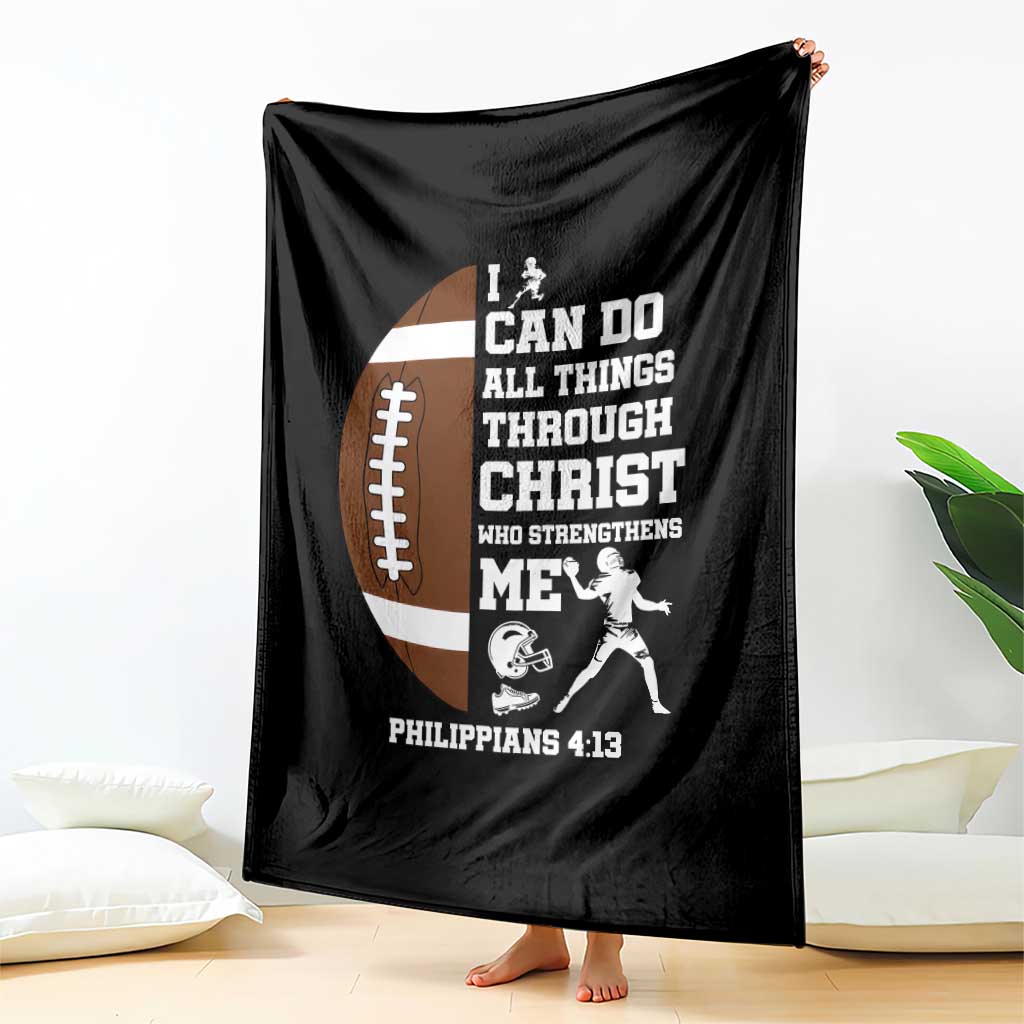 Christian Football Throw Blanket I Can Do All Things Through Christ Bible Verse - Wonder Print Shop