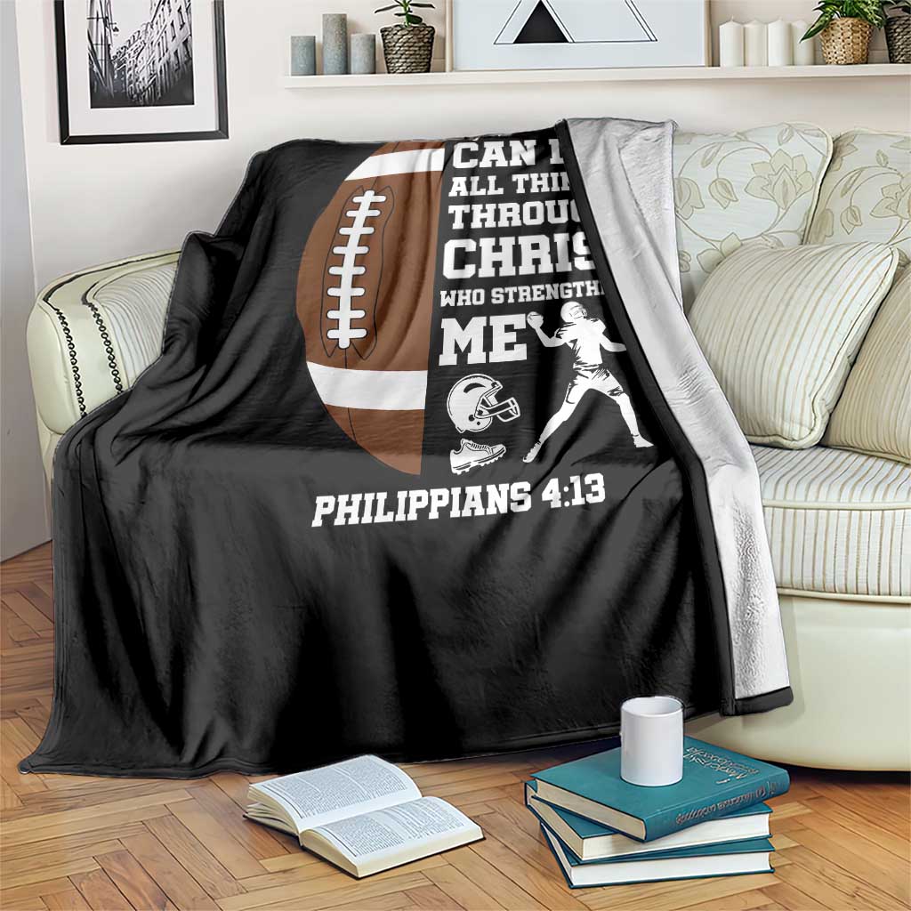 Christian Football Throw Blanket I Can Do All Things Through Christ Bible Verse - Wonder Print Shop