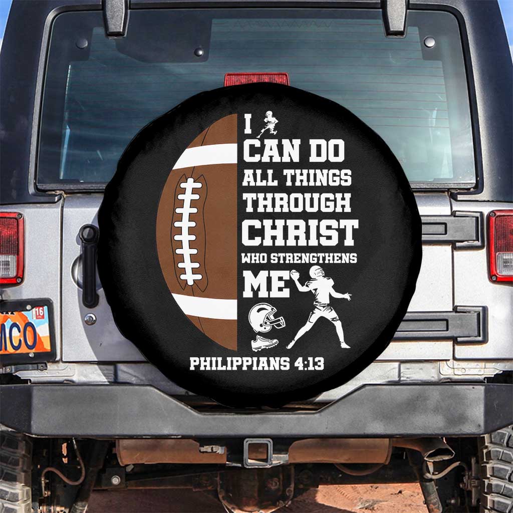 Christian Football Spare Tire Cover I Can Do All Things Through Christ Bible Verse - Wonder Print Shop