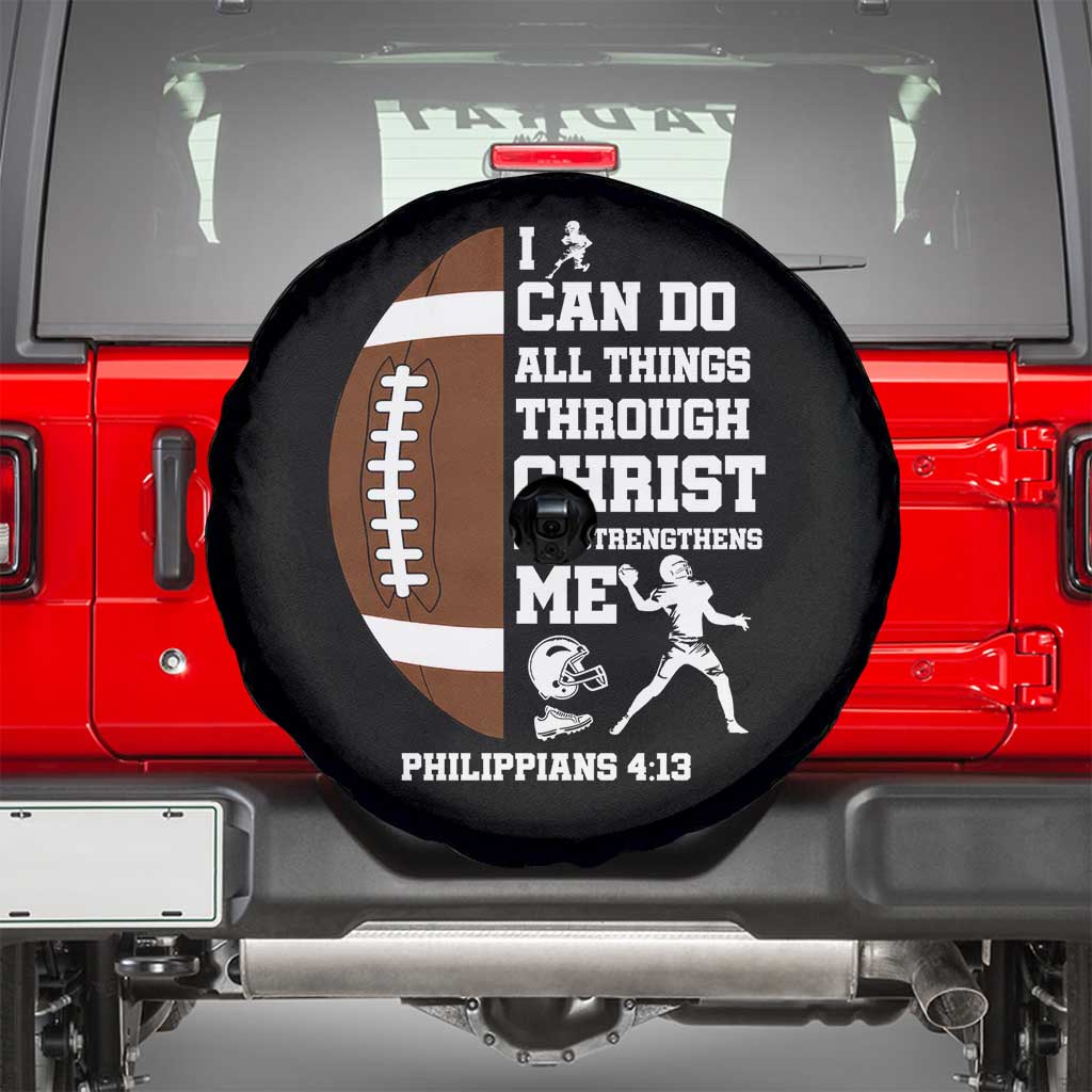 Christian Football Spare Tire Cover I Can Do All Things Through Christ Bible Verse - Wonder Print Shop