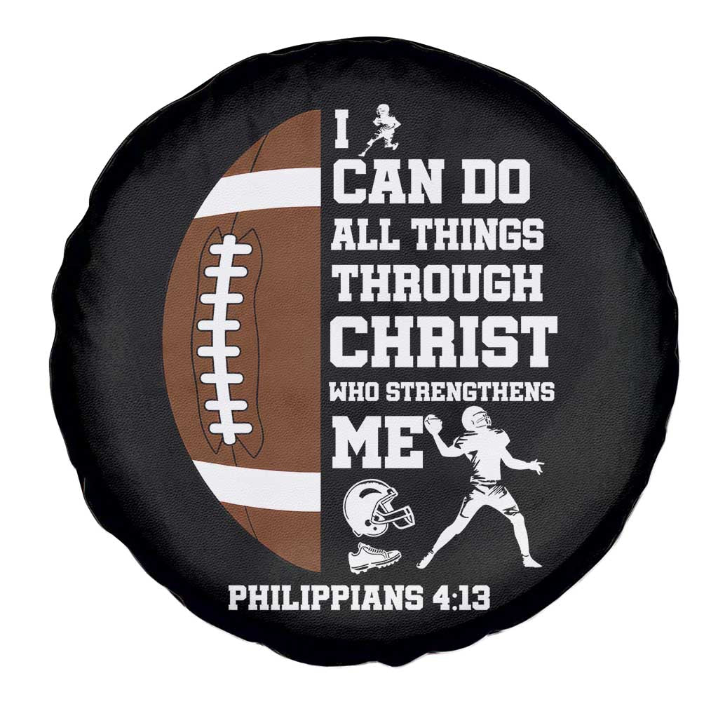Christian Football Spare Tire Cover I Can Do All Things Through Christ Bible Verse - Wonder Print Shop
