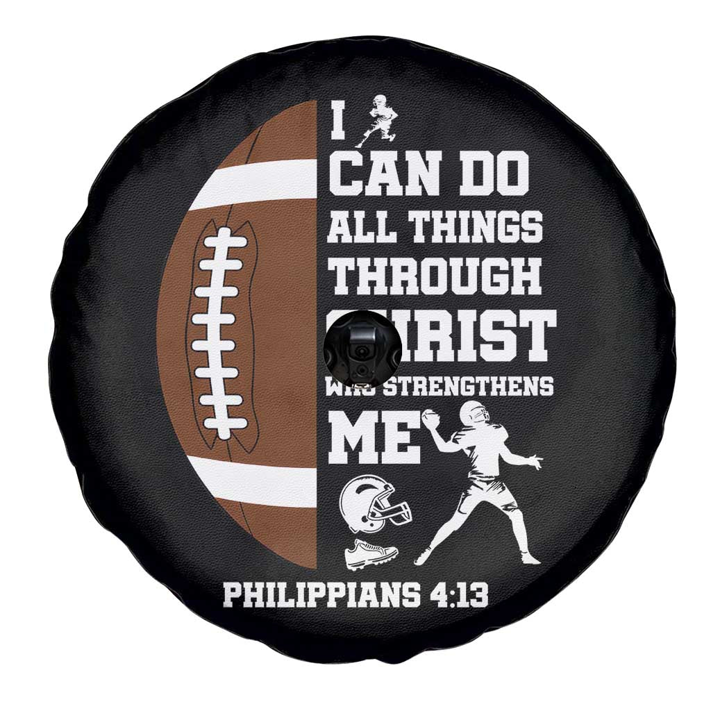 Christian Football Spare Tire Cover I Can Do All Things Through Christ Bible Verse - Wonder Print Shop