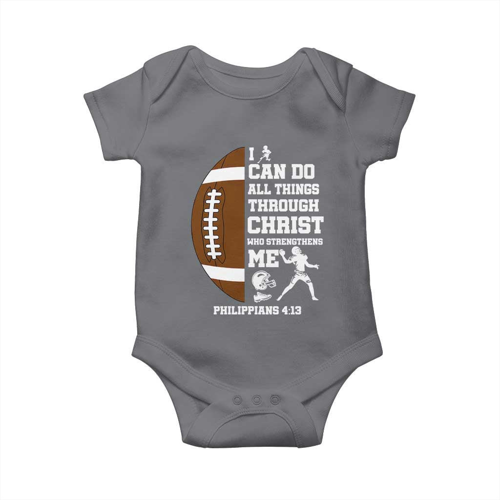 Christian Football Baby Onesie I Can Do All Things Through Christ Bible Verse - Wonder Print Shop