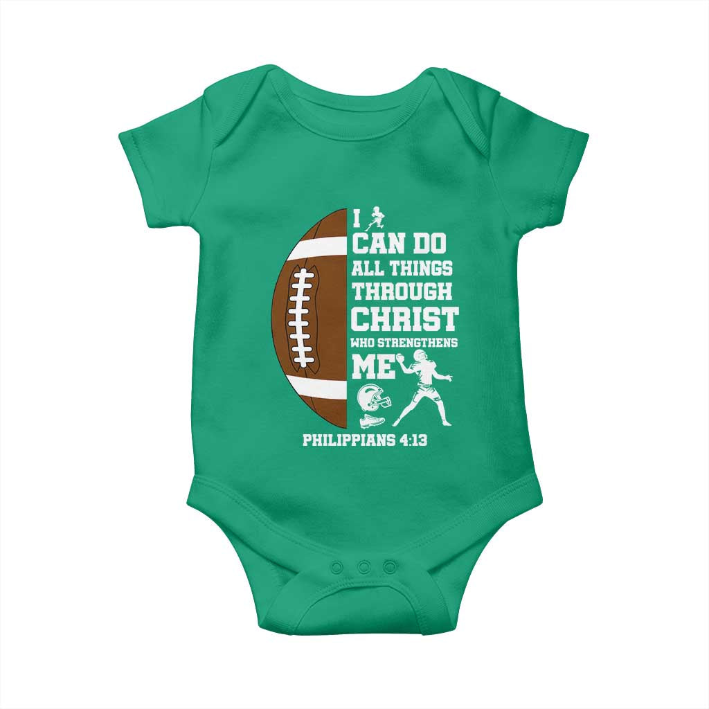 Christian Football Baby Onesie I Can Do All Things Through Christ Bible Verse - Wonder Print Shop