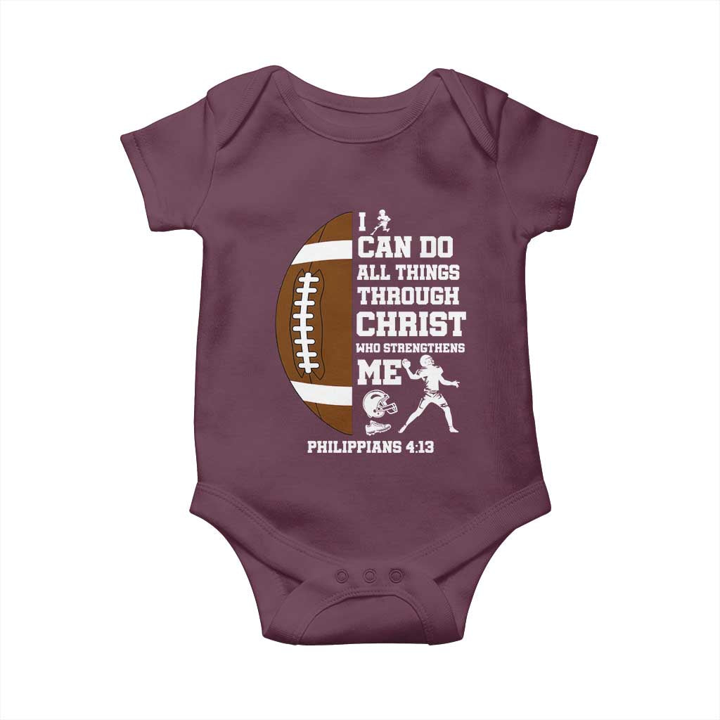 Christian Football Baby Onesie I Can Do All Things Through Christ Bible Verse - Wonder Print Shop