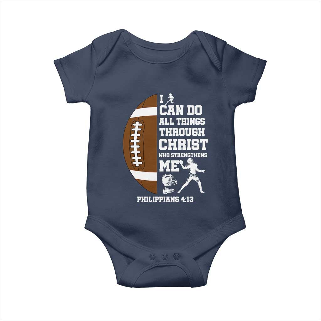 Christian Football Baby Onesie I Can Do All Things Through Christ Bible Verse - Wonder Print Shop