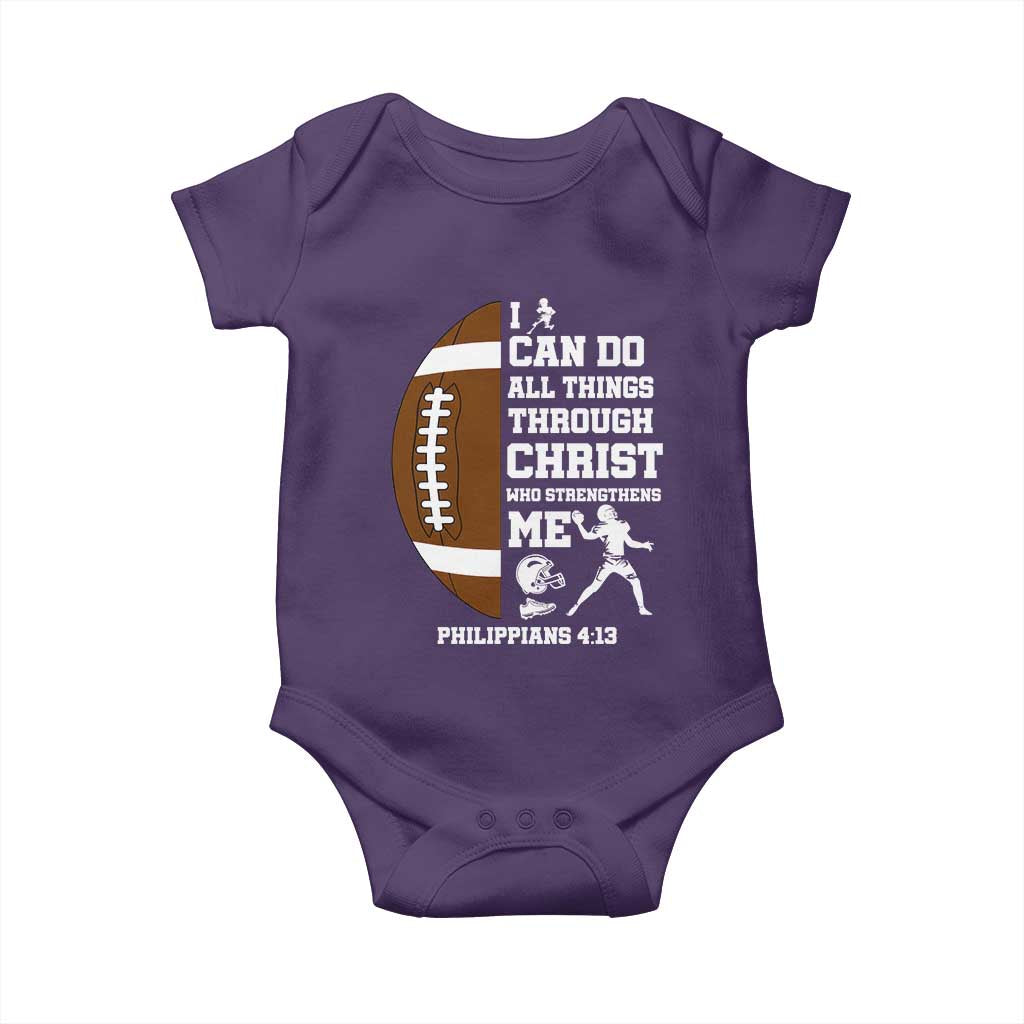 Christian Football Baby Onesie I Can Do All Things Through Christ Bible Verse - Wonder Print Shop