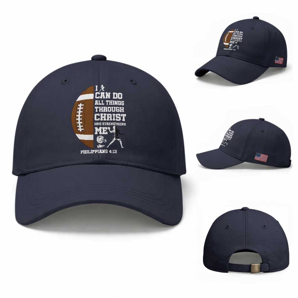 Christian Football Baseball Cap I Can Do All Things Through Christ Bible Verse