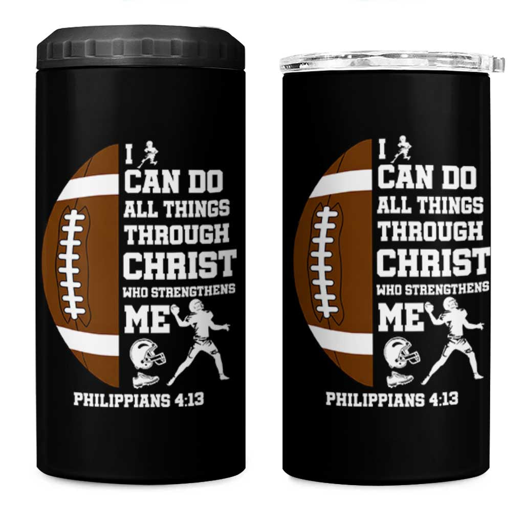 Christian Football 4 in 1 Can Cooler Tumbler I Can Do All Things Through Christ Bible Verse - Wonder Print Shop