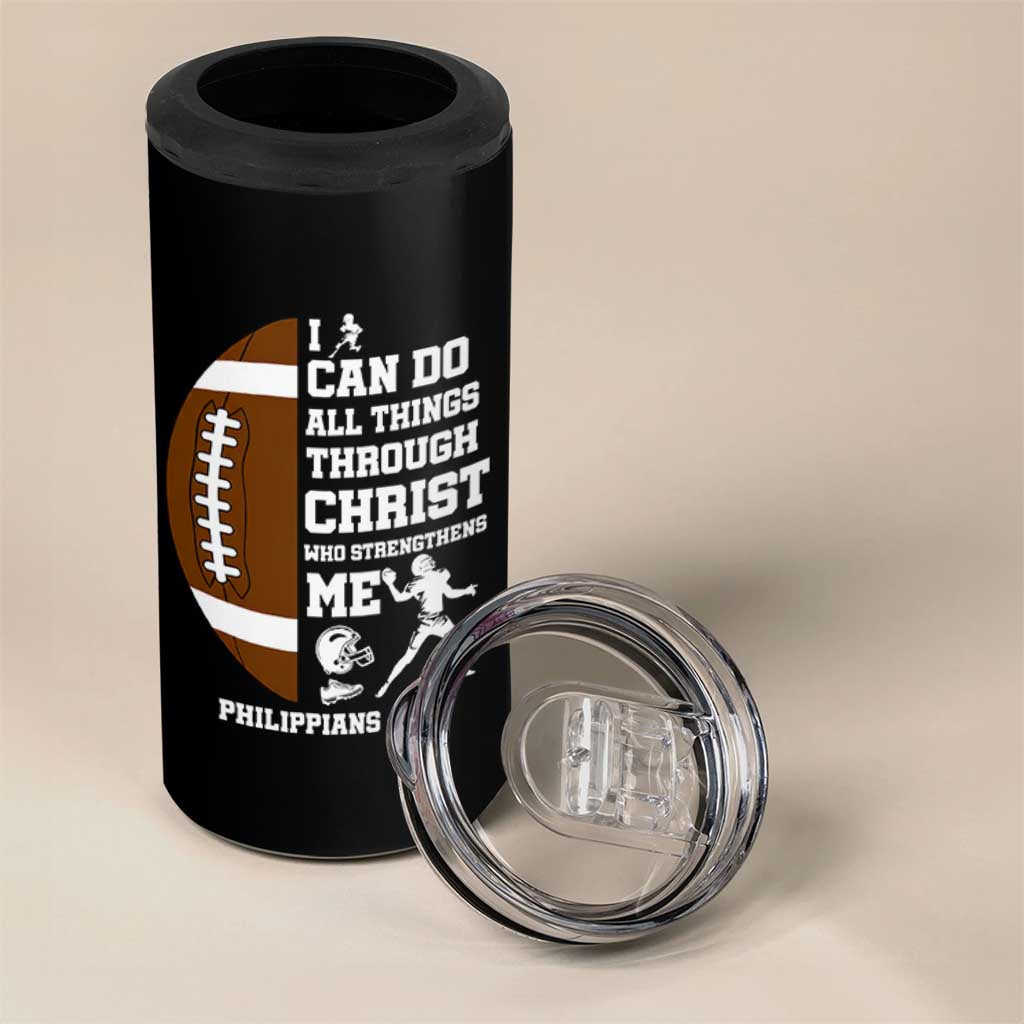 Christian Football 4 in 1 Can Cooler Tumbler I Can Do All Things Through Christ Bible Verse - Wonder Print Shop