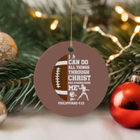 Christian Football Ceramic Ornament I Can Do All Things Through Christ Bible Verse - Wonder Print Shop