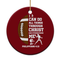 Christian Football Ceramic Ornament I Can Do All Things Through Christ Bible Verse - Wonder Print Shop