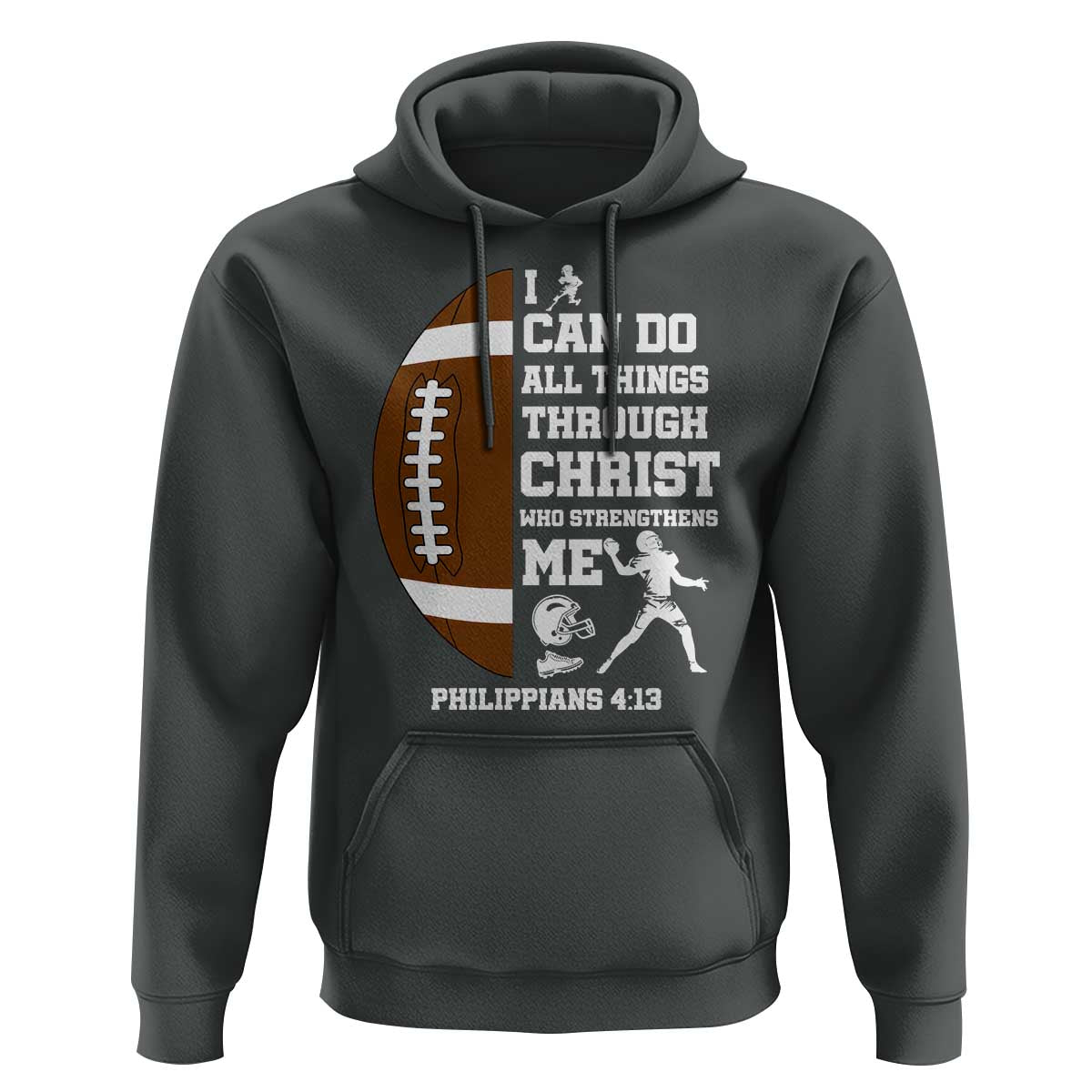 Christian Football Hoodie I Can Do All Things Through Christ Bible Verse - Wonder Print Shop