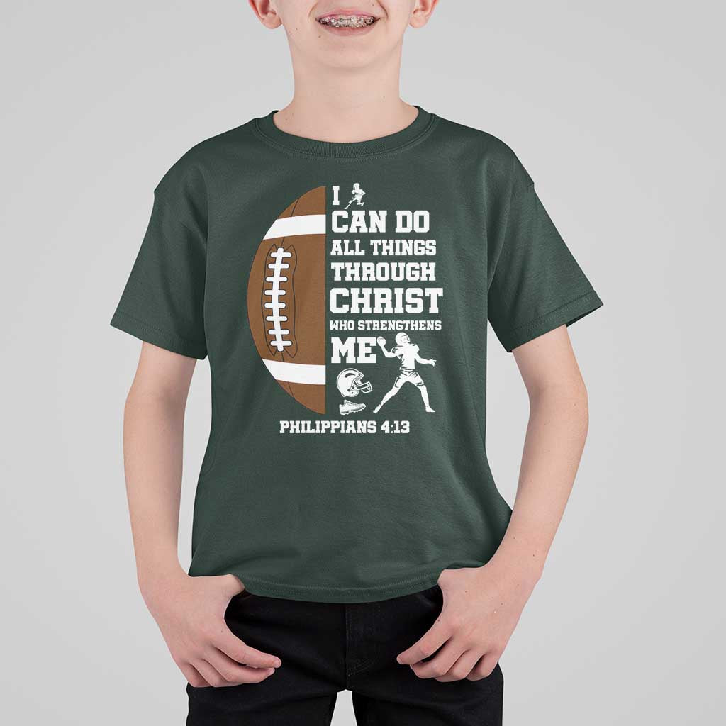 Christian Football T Shirt For Kid I Can Do All Things Through Christ Bible Verse - Wonder Print Shop