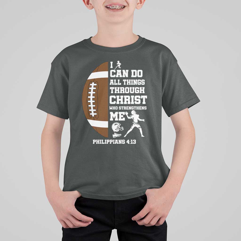 Christian Football T Shirt For Kid I Can Do All Things Through Christ Bible Verse - Wonder Print Shop