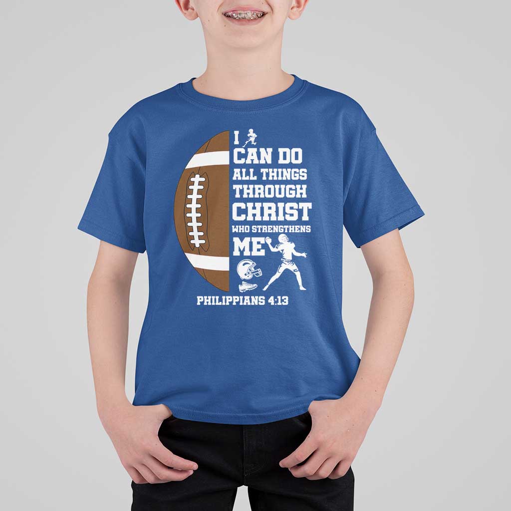 Christian Football T Shirt For Kid I Can Do All Things Through Christ Bible Verse - Wonder Print Shop