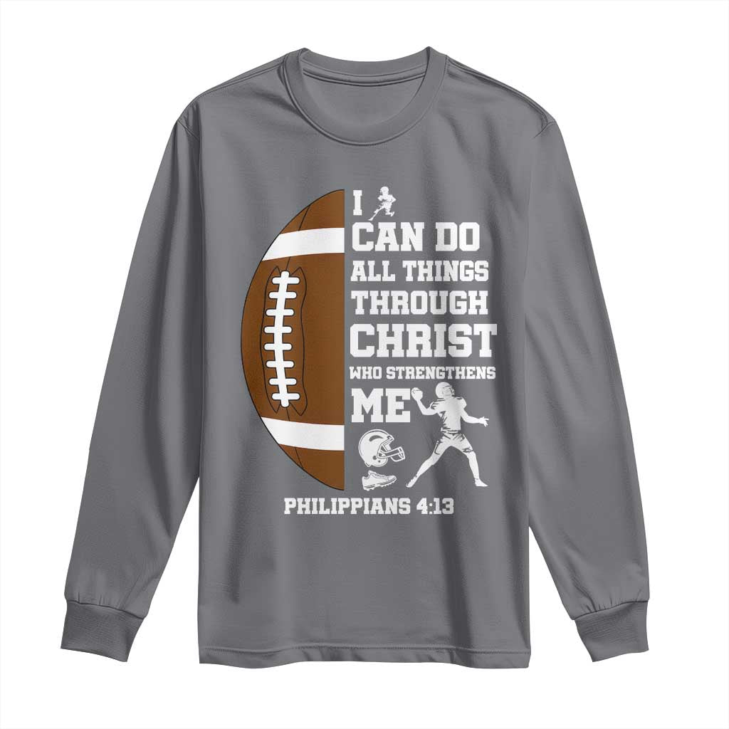 Christian Football Long Sleeve Shirt I Can Do All Things Through Christ Bible Verse - Wonder Print Shop