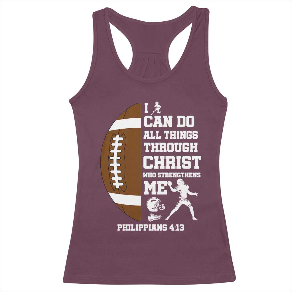 Christian Football Racerback Tank Top I Can Do All Things Through Christ Bible Verse - Wonder Print Shop