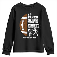Christian Football Youth Sweatshirt I Can Do All Things Through Christ Bible Verse - Wonder Print Shop