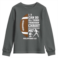 Christian Football Youth Sweatshirt I Can Do All Things Through Christ Bible Verse - Wonder Print Shop
