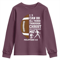 Christian Football Youth Sweatshirt I Can Do All Things Through Christ Bible Verse - Wonder Print Shop