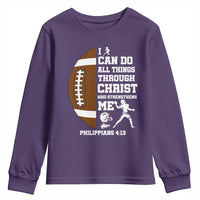 Christian Football Youth Sweatshirt I Can Do All Things Through Christ Bible Verse - Wonder Print Shop