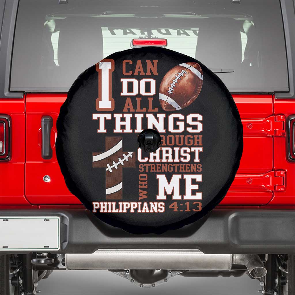 I Can Do All Things Through Christ Spare Tire Cover Christian Football Athlete Gift - Wonder Print Shop