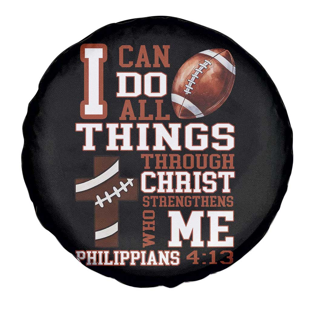 I Can Do All Things Through Christ Spare Tire Cover Christian Football Athlete Gift - Wonder Print Shop
