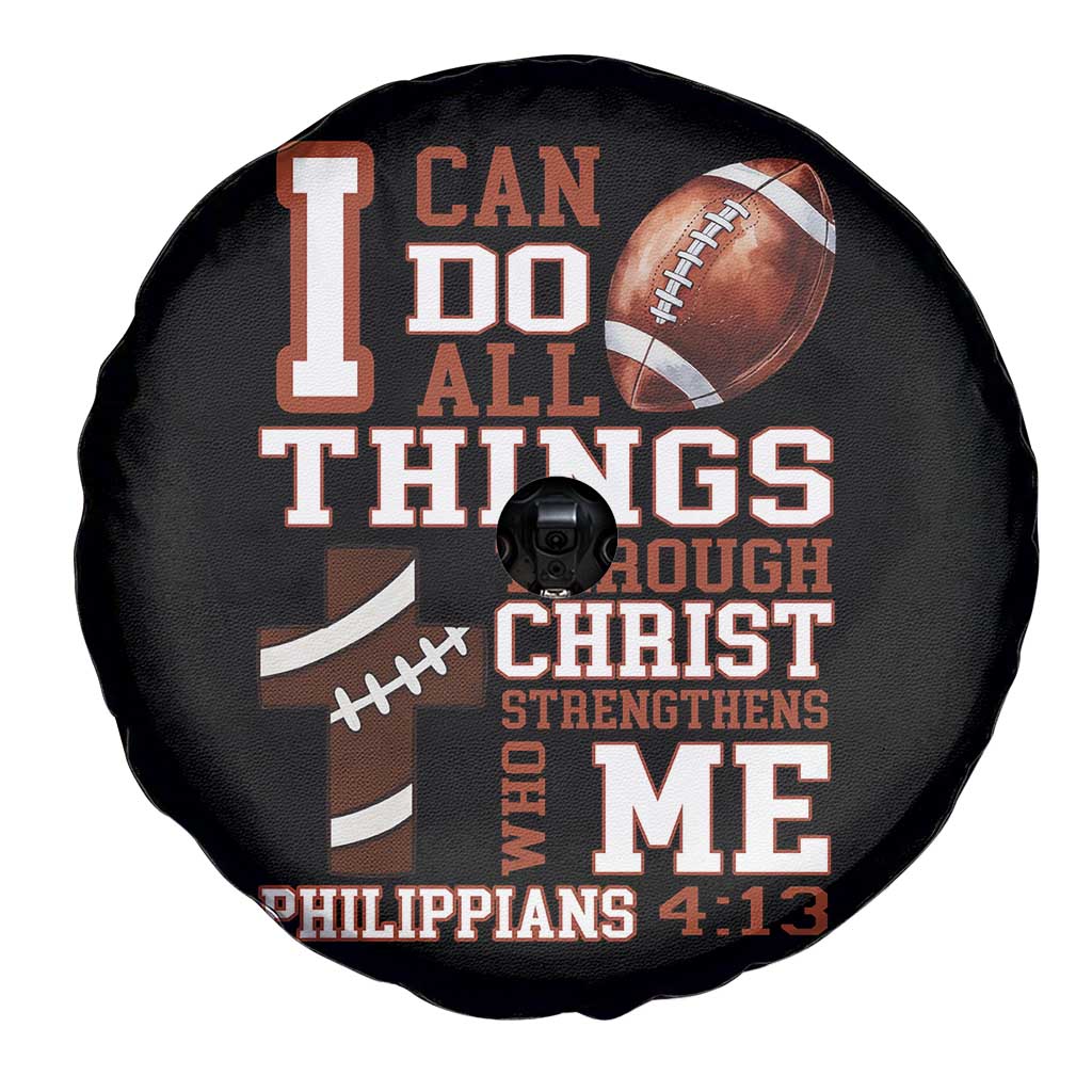 I Can Do All Things Through Christ Spare Tire Cover Christian Football Athlete Gift - Wonder Print Shop