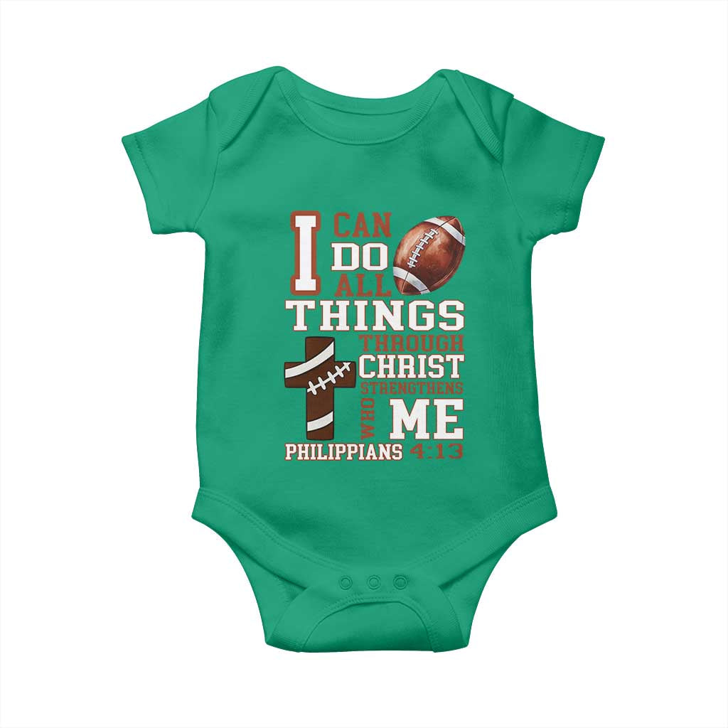 I Can Do All Things Through Christ Baby Onesie Christian Football Athlete Gift - Wonder Print Shop