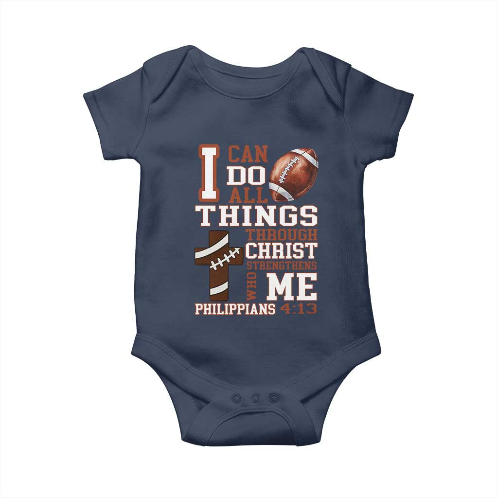 I Can Do All Things Through Christ Baby Onesie Christian Football Athlete Gift - Wonder Print Shop
