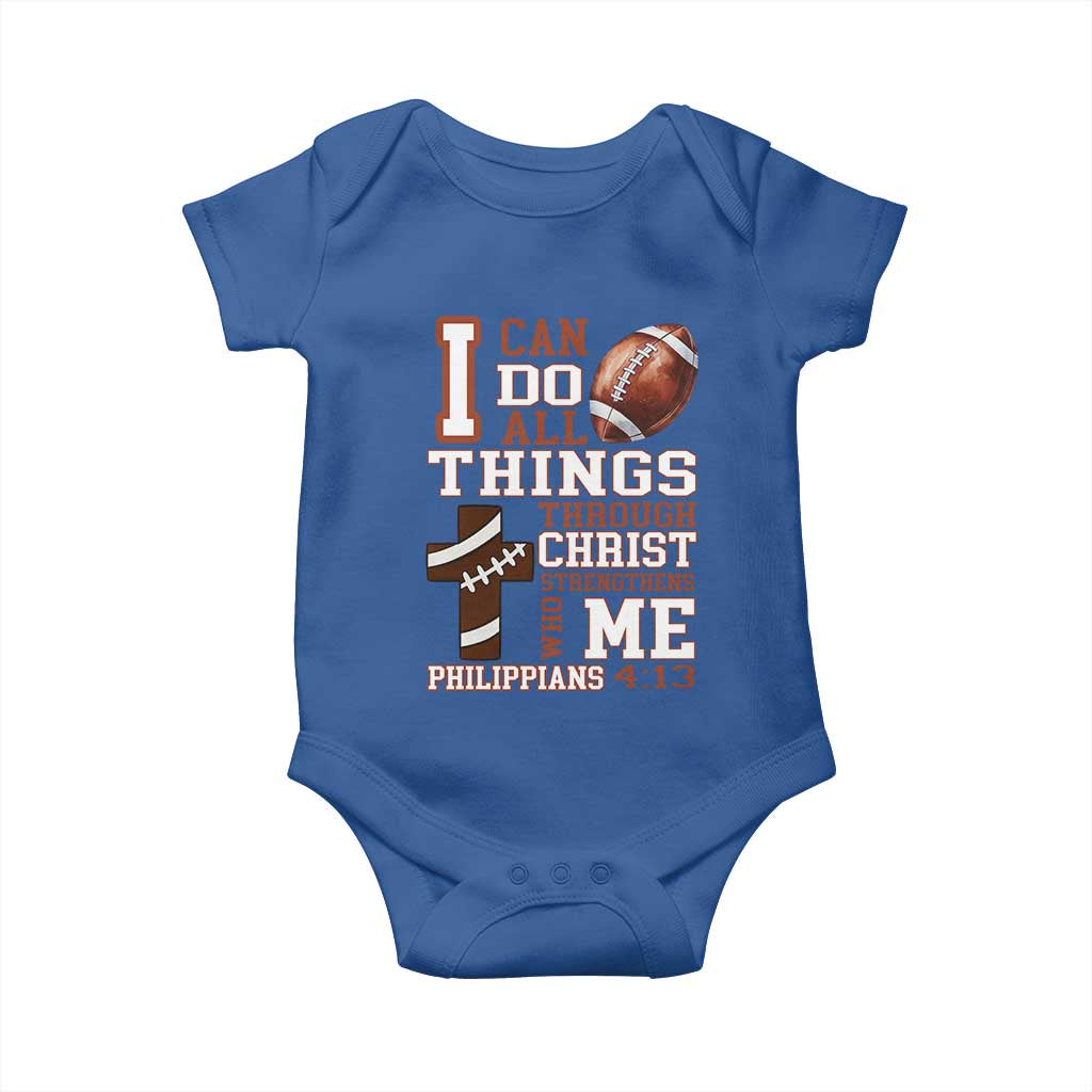 I Can Do All Things Through Christ Baby Onesie Christian Football Athlete Gift - Wonder Print Shop