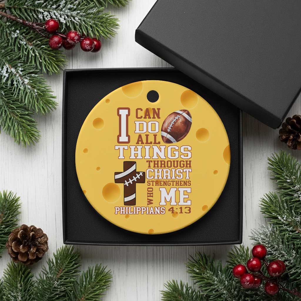 I Can Do All Things Through Christ Ceramic Ornament Christian Football Athlete Gift - Wonder Print Shop