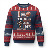 I Can Do All Things Through Christ Ugly Christmas Sweater Christian Football Athlete Gift - Wonder Print Shop