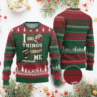 I Can Do All Things Through Christ Ugly Christmas Sweater Christian Football Athlete Gift - Wonder Print Shop