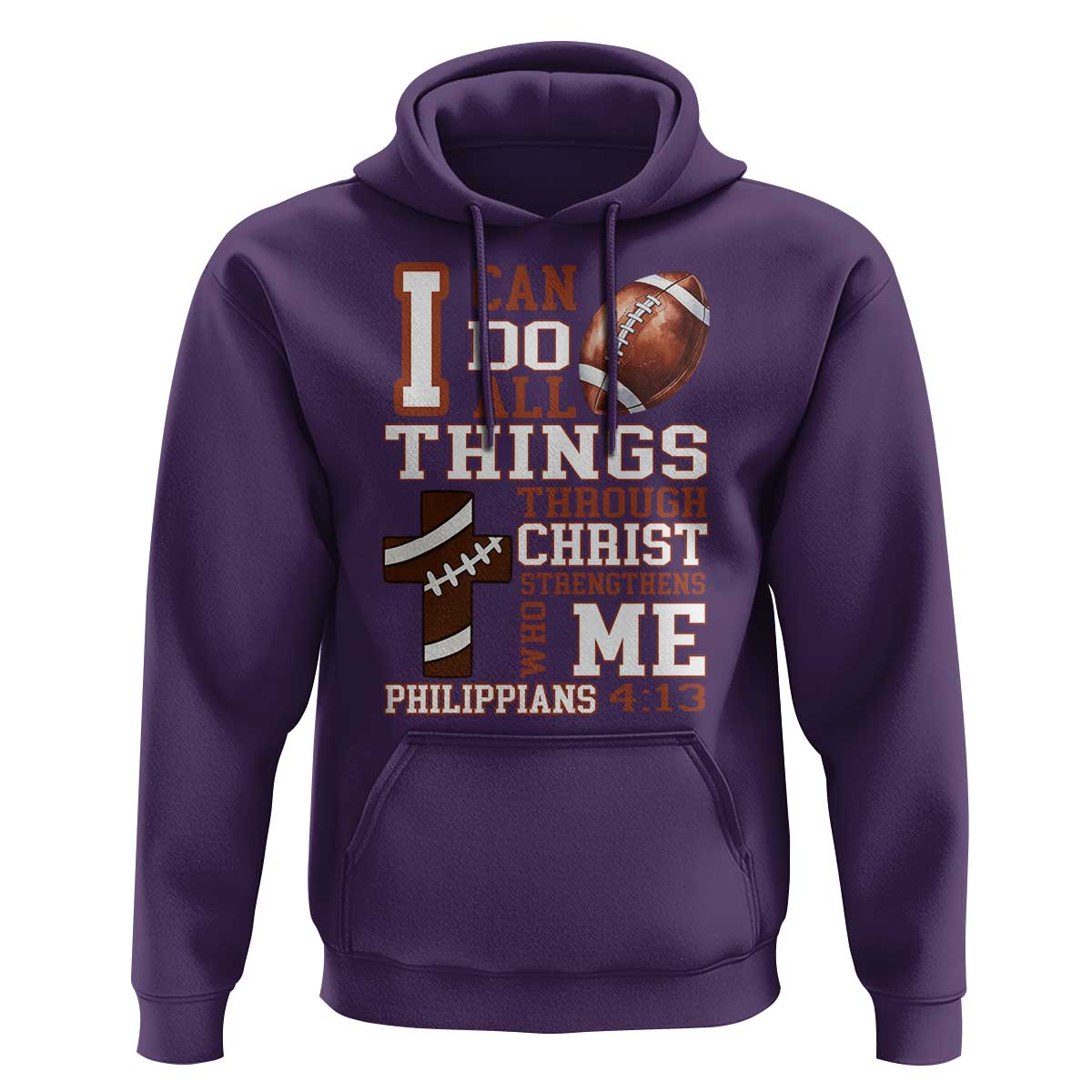 I Can Do All Things Through Christ Hoodie Christian Football Athlete Gift - Wonder Print Shop