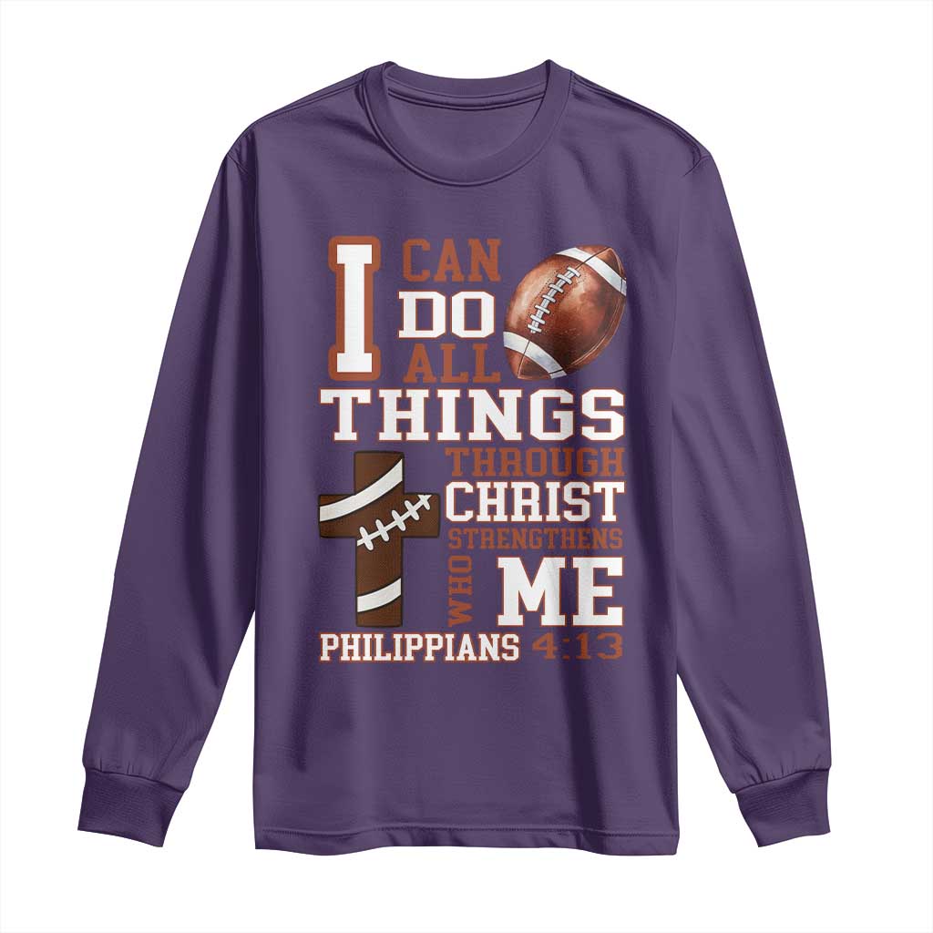 I Can Do All Things Through Christ Long Sleeve Shirt Christian Football Athlete Gift - Wonder Print Shop