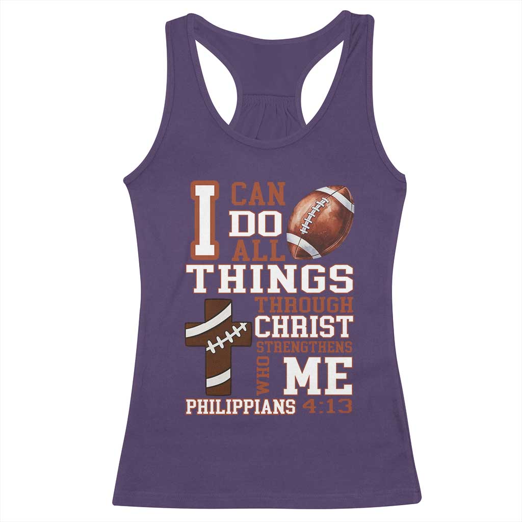 I Can Do All Things Through Christ Racerback Tank Top Christian Football Athlete Gift - Wonder Print Shop