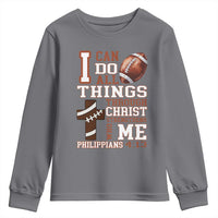 I Can Do All Things Through Christ Youth Sweatshirt Christian Football Athlete Gift - Wonder Print Shop