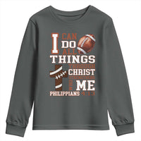 I Can Do All Things Through Christ Youth Sweatshirt Christian Football Athlete Gift - Wonder Print Shop