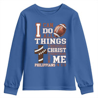 I Can Do All Things Through Christ Youth Sweatshirt Christian Football Athlete Gift - Wonder Print Shop