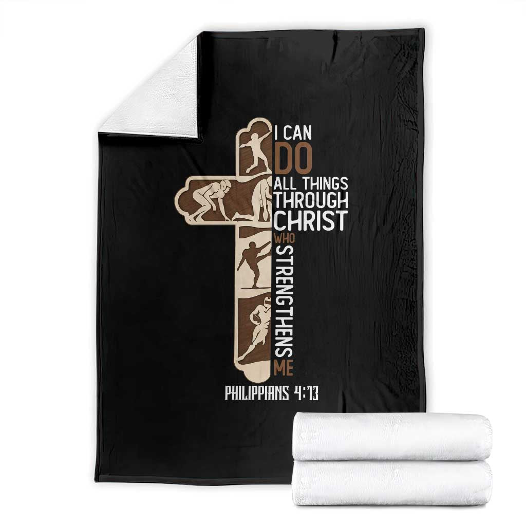 Christian Football Player Gift Throw Blanket God Gives Me Strength - Wonder Print Shop