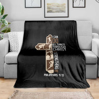Christian Football Player Gift Throw Blanket God Gives Me Strength - Wonder Print Shop