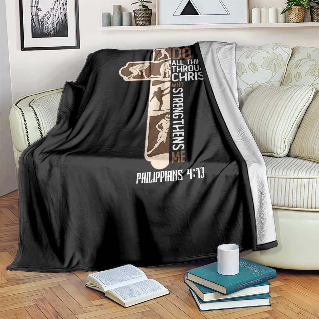 Christian Football Player Gift Throw Blanket God Gives Me Strength - Wonder Print Shop