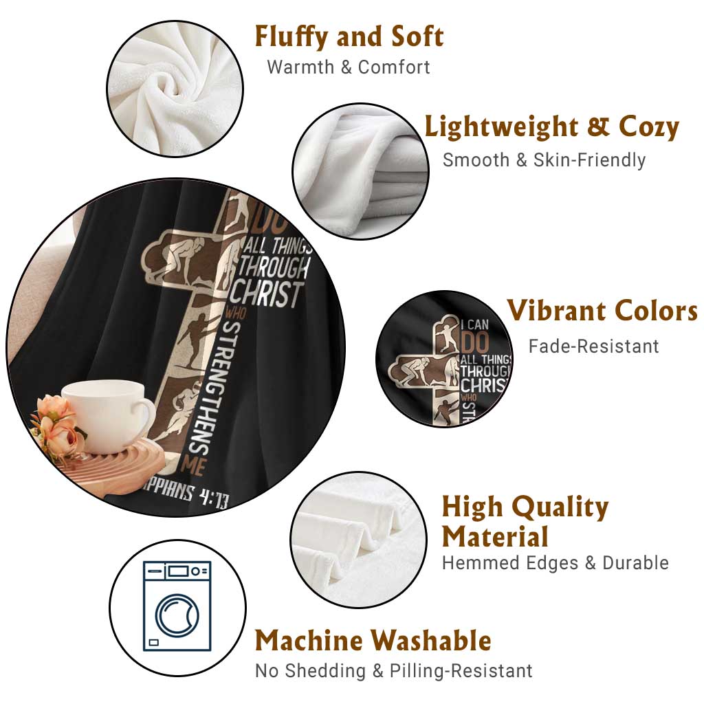 Christian Football Player Gift Throw Blanket God Gives Me Strength - Wonder Print Shop