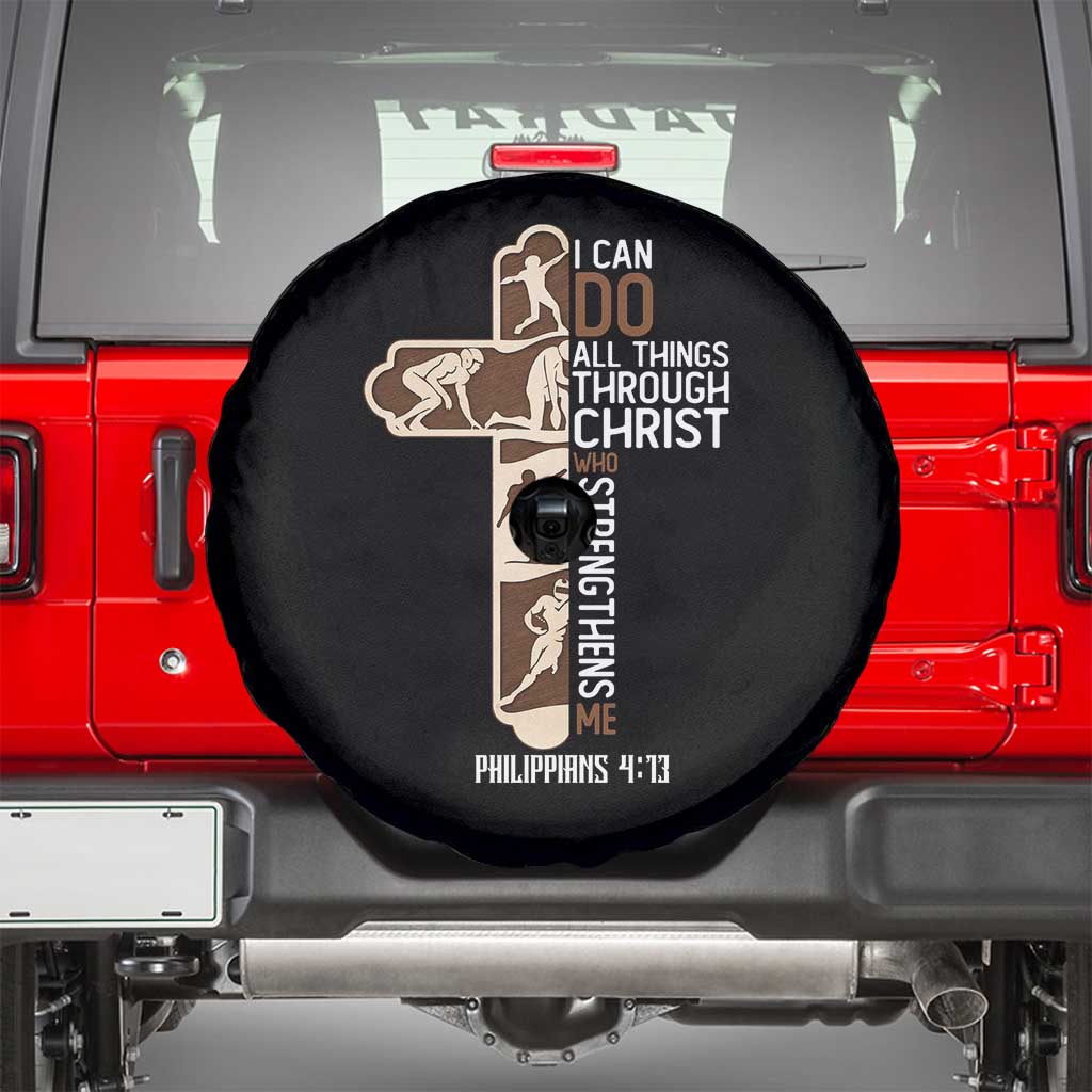 Christian Football Player Gift Spare Tire Cover God Gives Me Strength - Wonder Print Shop