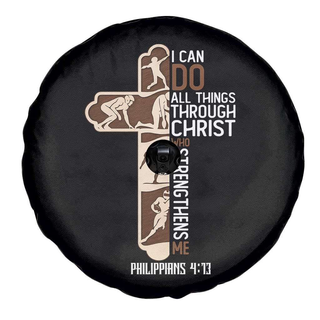 Christian Football Player Gift Spare Tire Cover God Gives Me Strength - Wonder Print Shop